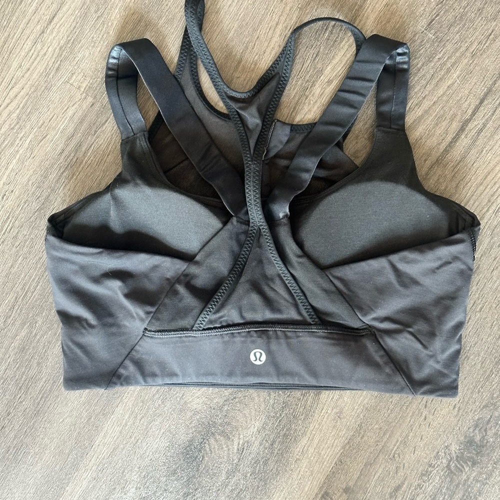 lululemon Womens Layered Mesh Zip Sports Bra Size 8 BLK - Picture 3 of 4